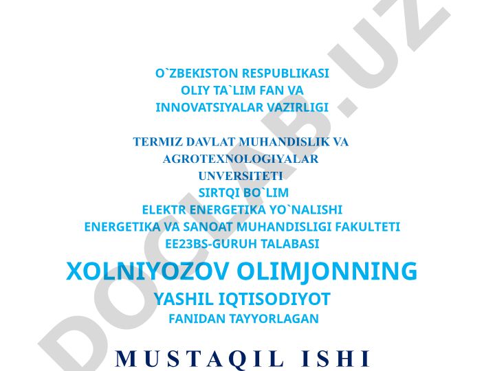 Yashil iqtisodiyot va barqaror rivojlanish
