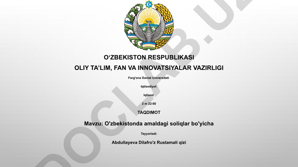 O'zbekistonda amaldagi soliqlar