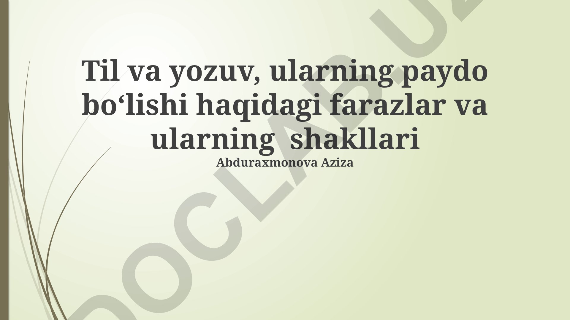 Til va yozuv, ularning paydo boʻlishi haqidagi farazlar va ularning shakllari