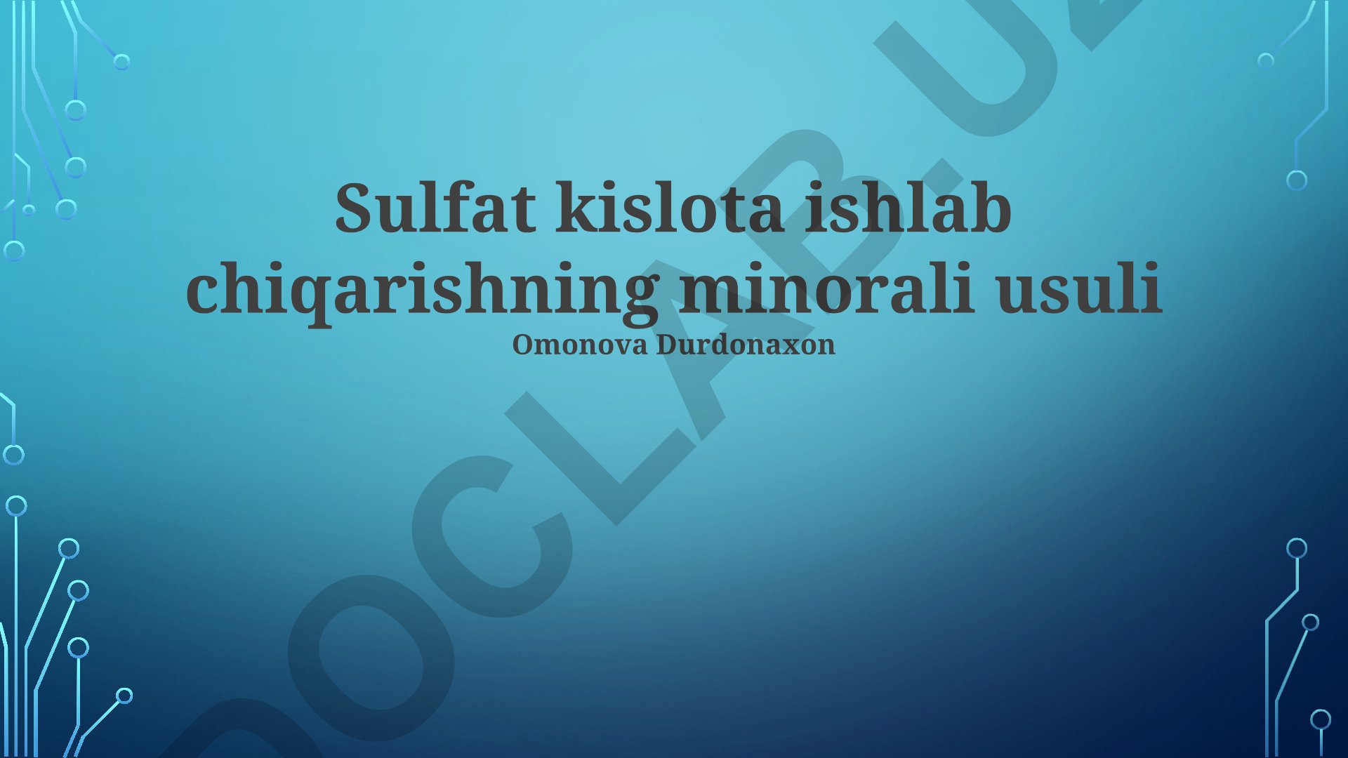 Sulfat kislota ishlab chiqarishning minorali usuli