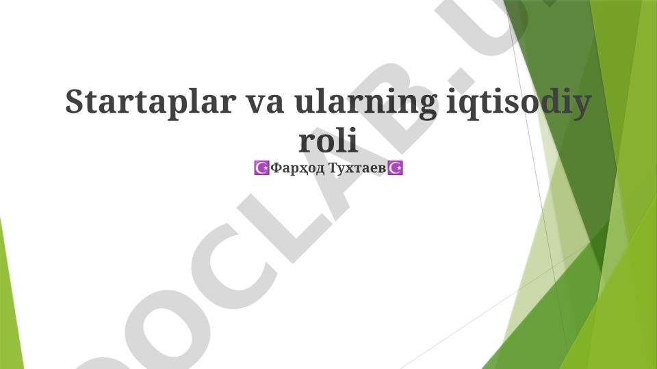 Startaplar va ularning iqtisodiy roli