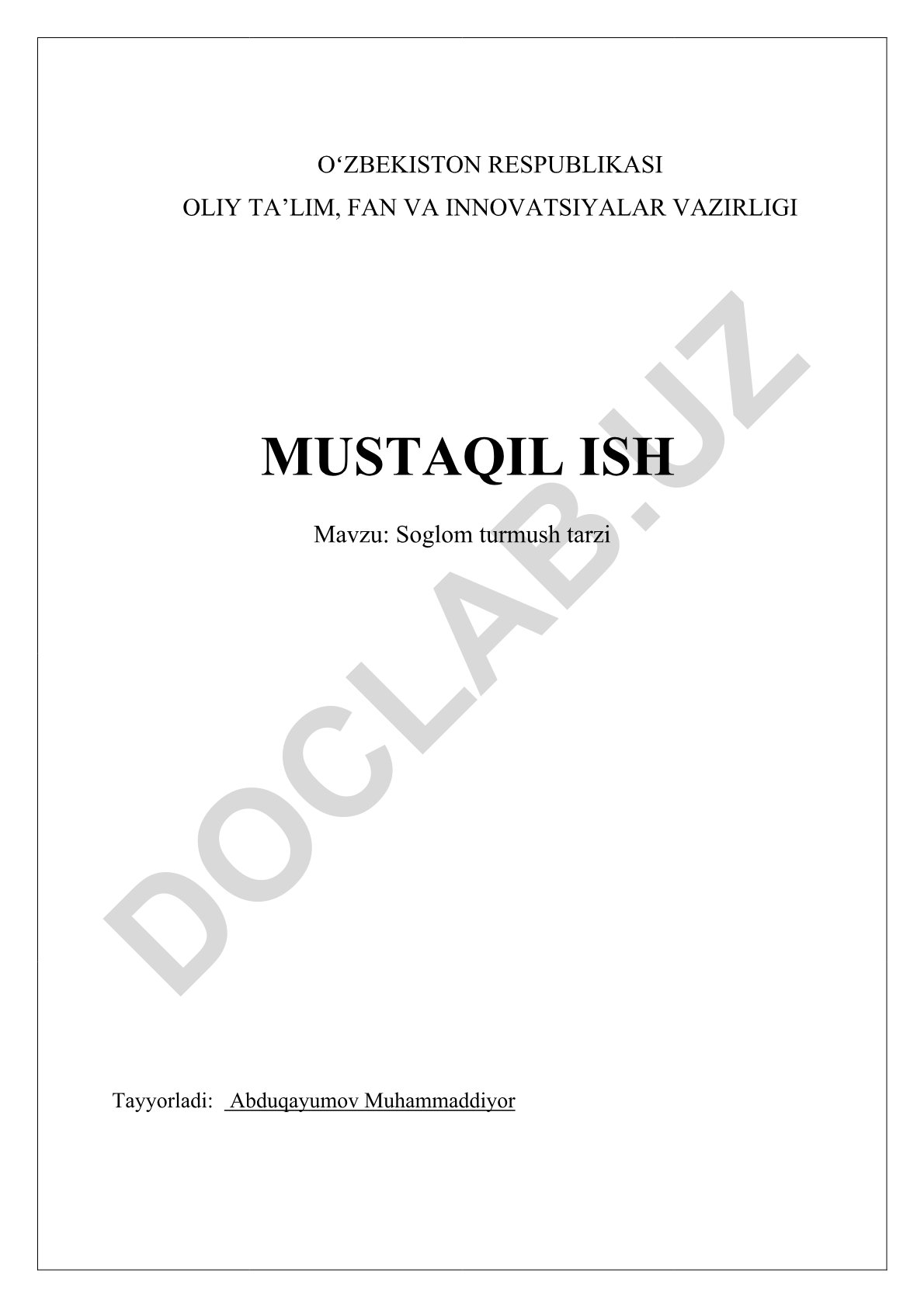 Soglom turmush tarzi