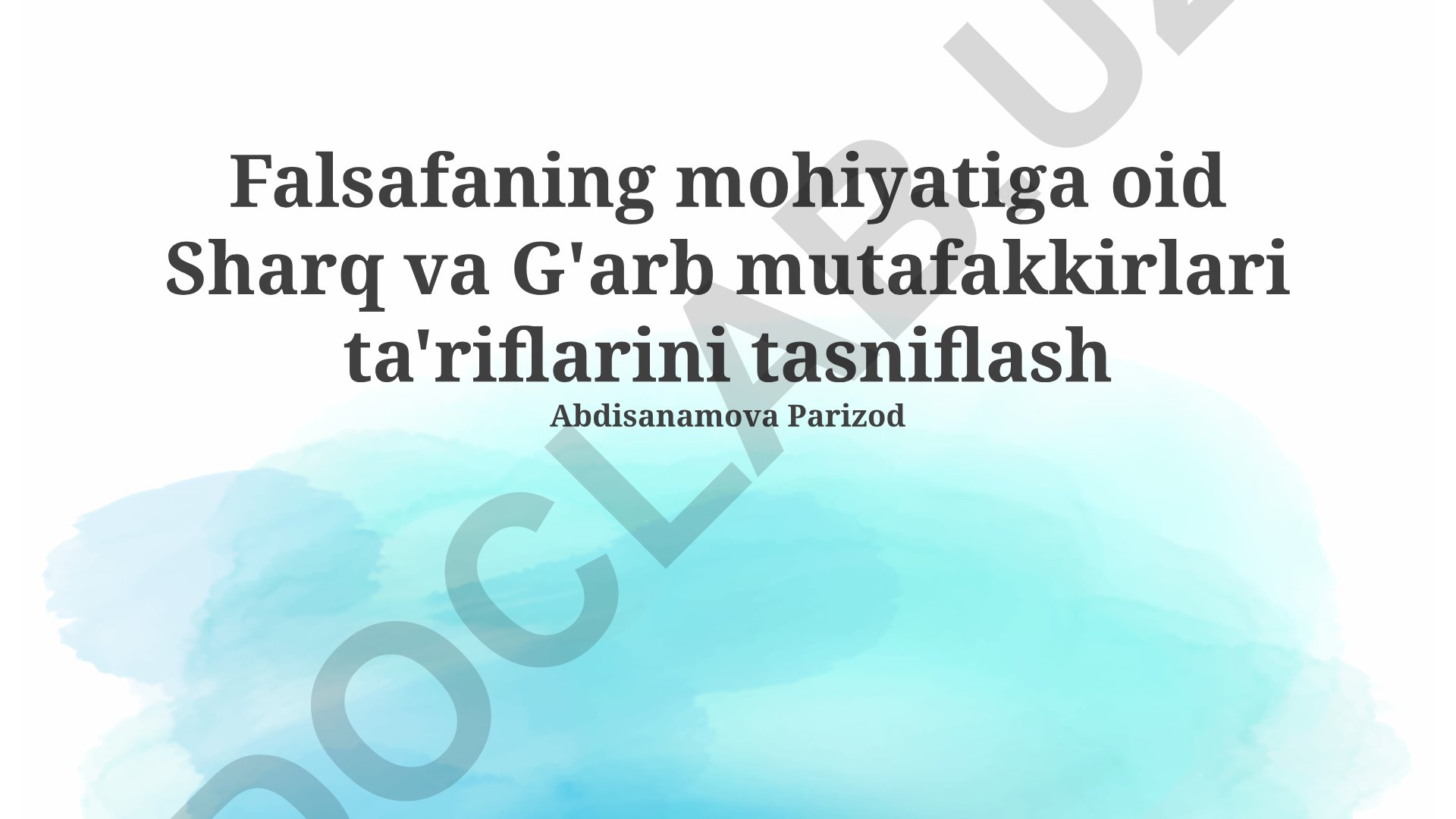 Sharq va G'arb falsafasida mohiyat tushunchasining taqqoslanishi