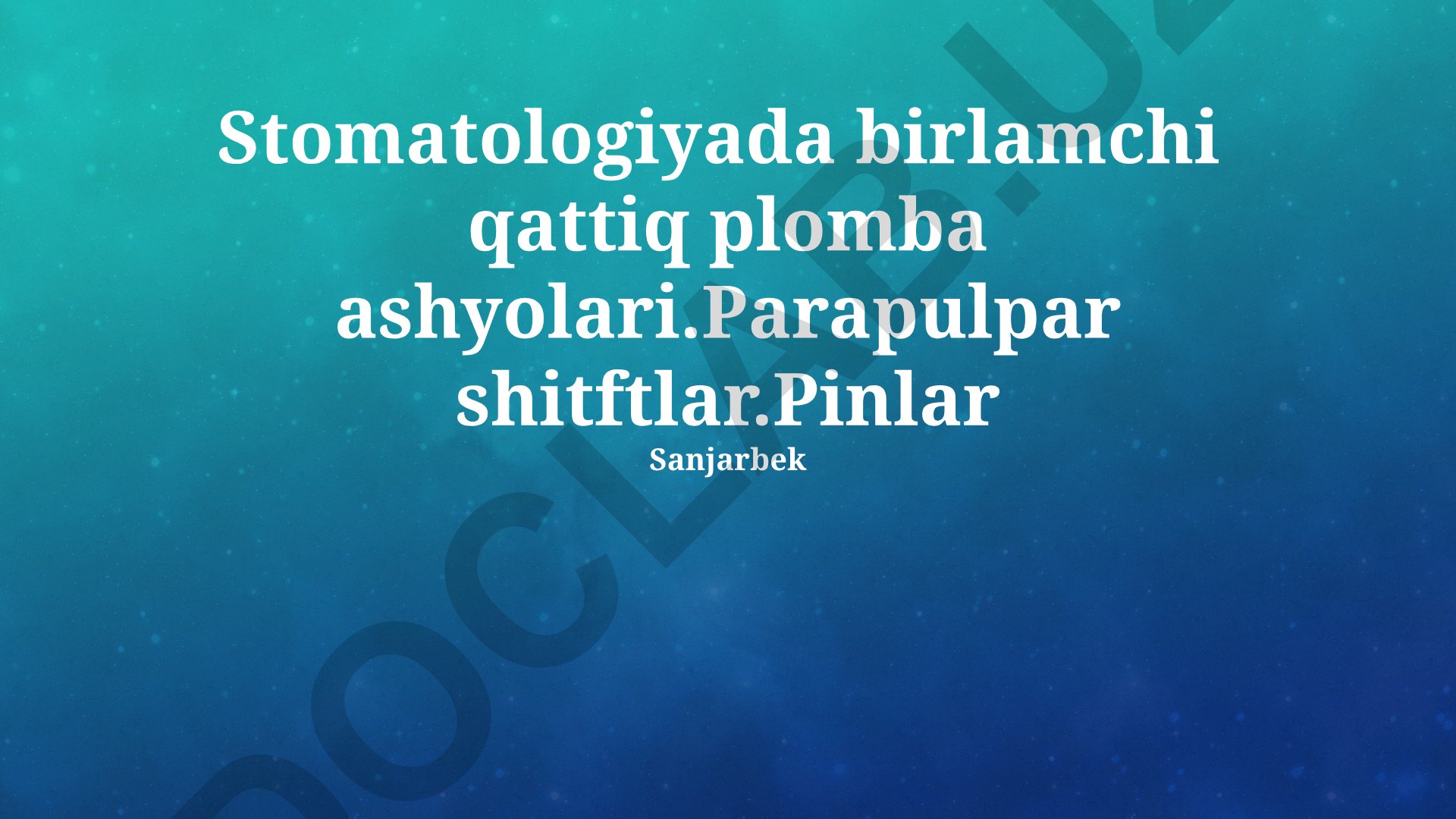 Stomatologiyada birlamchi qattiq plomba ashyolari va parapulpar shitftlar