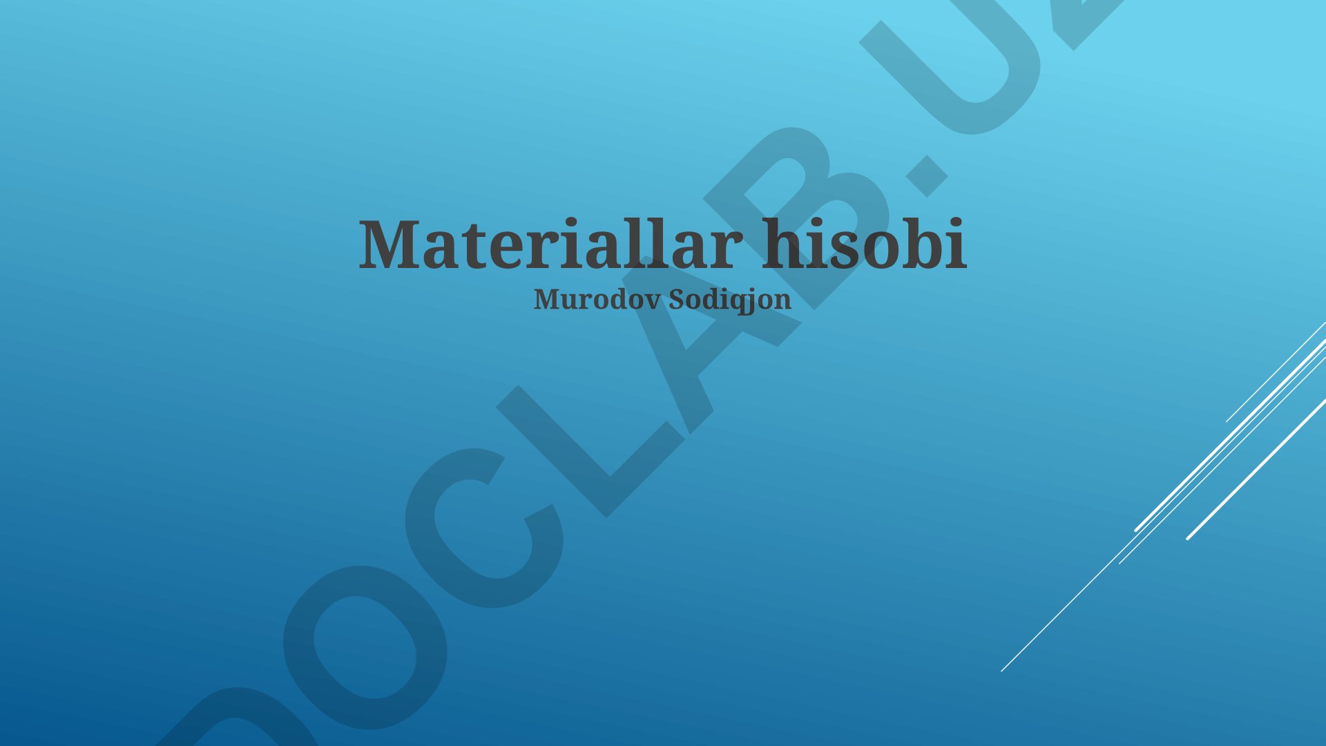 Materiallar hisobi va ichki nazorat tizimi