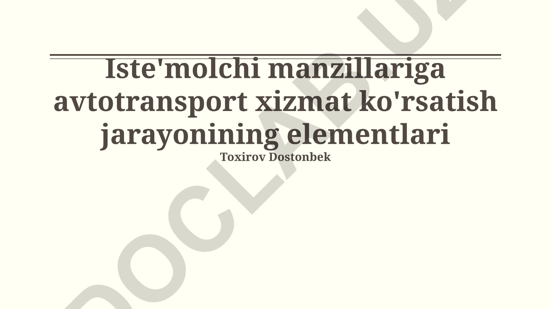 Mijozlarga avtotransport xizmat ko'rsatish jarayonining elementlari