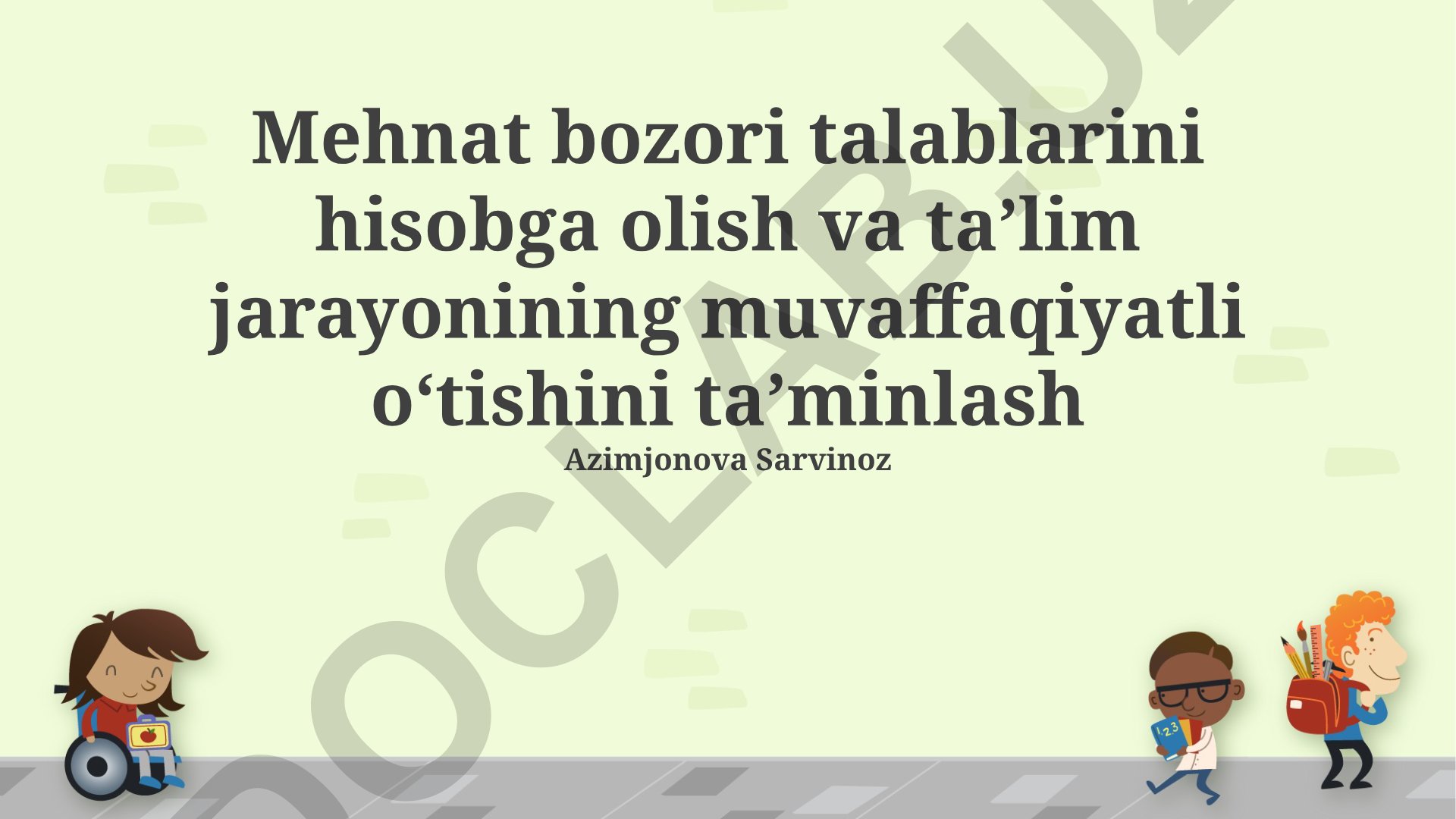 Mehnat bozori talablarini hisobga olgan holda ta'lim jarayonini muvaffaqiyatli o'tkazish