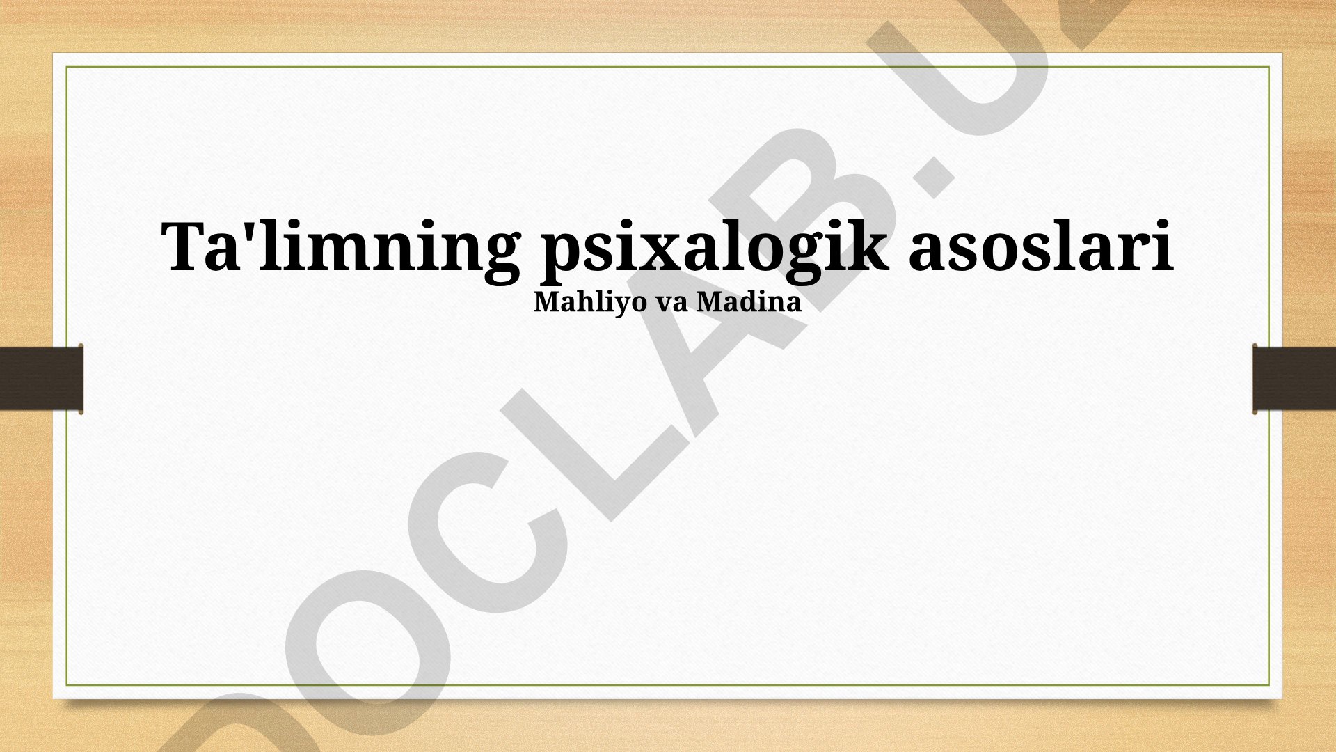 Ta'limning psixologik asoslari va stress menejmenti