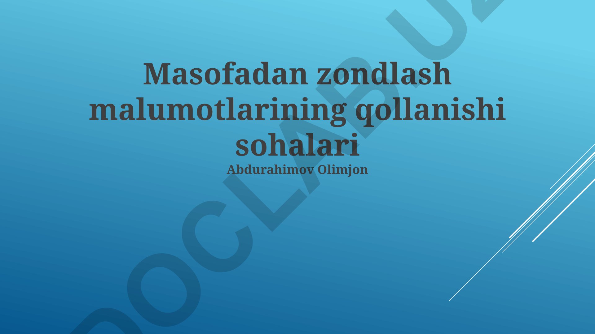 Masofaviy zondlash ma'lumotlarining qo'llanilish sohalari