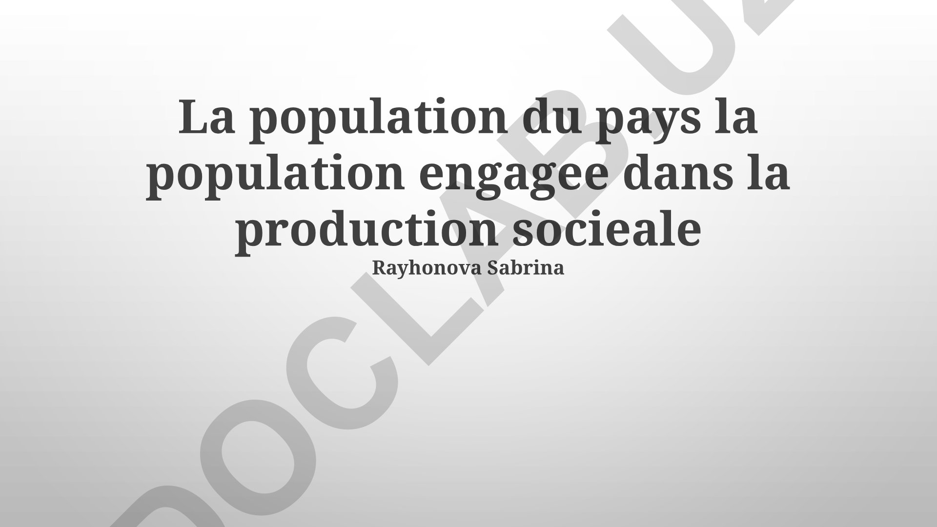 La population active et les défis démographiques