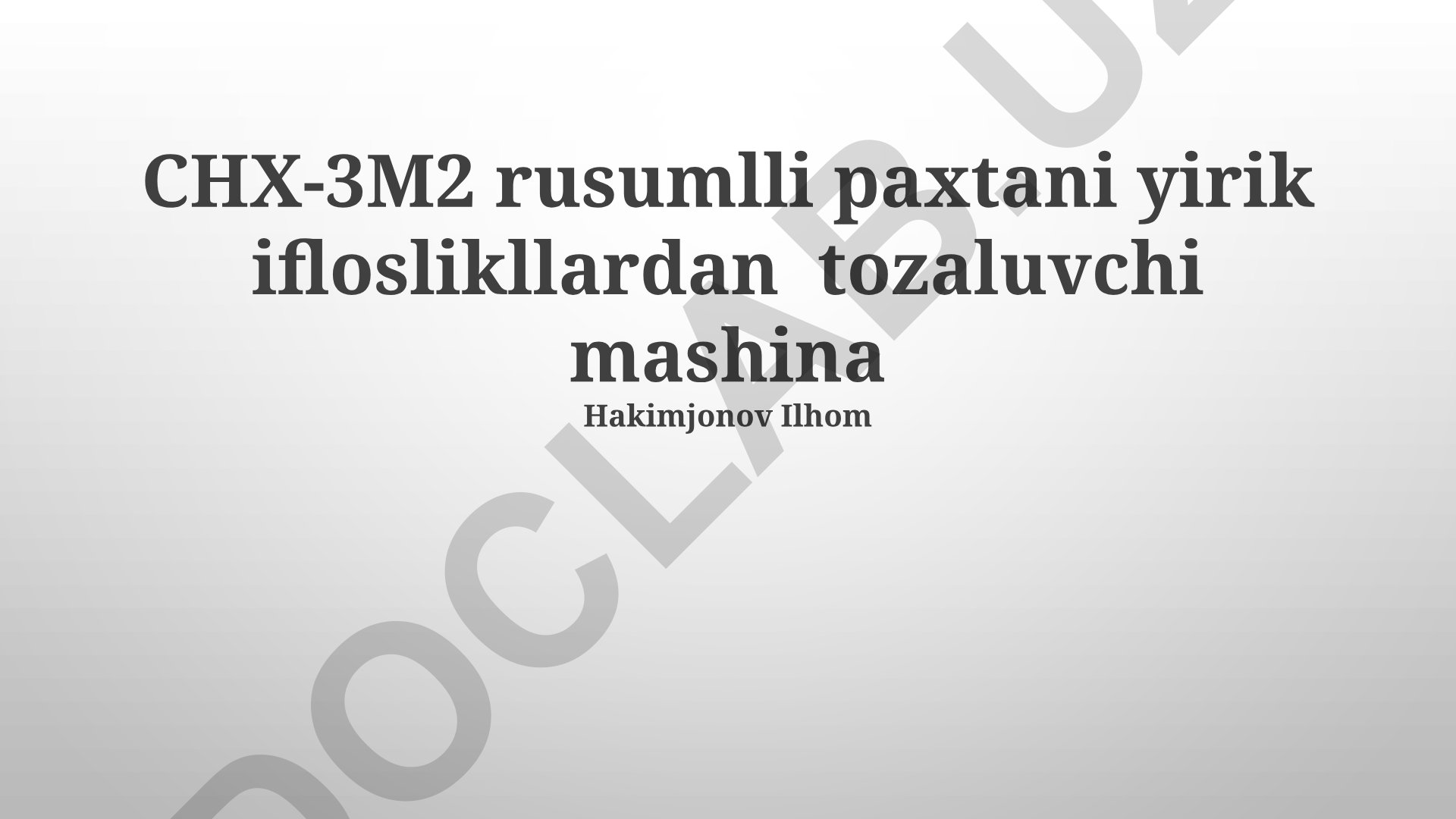 CHX-3M2 paxta tozalash mashinasining ishga tushirishi va texnik xizmati