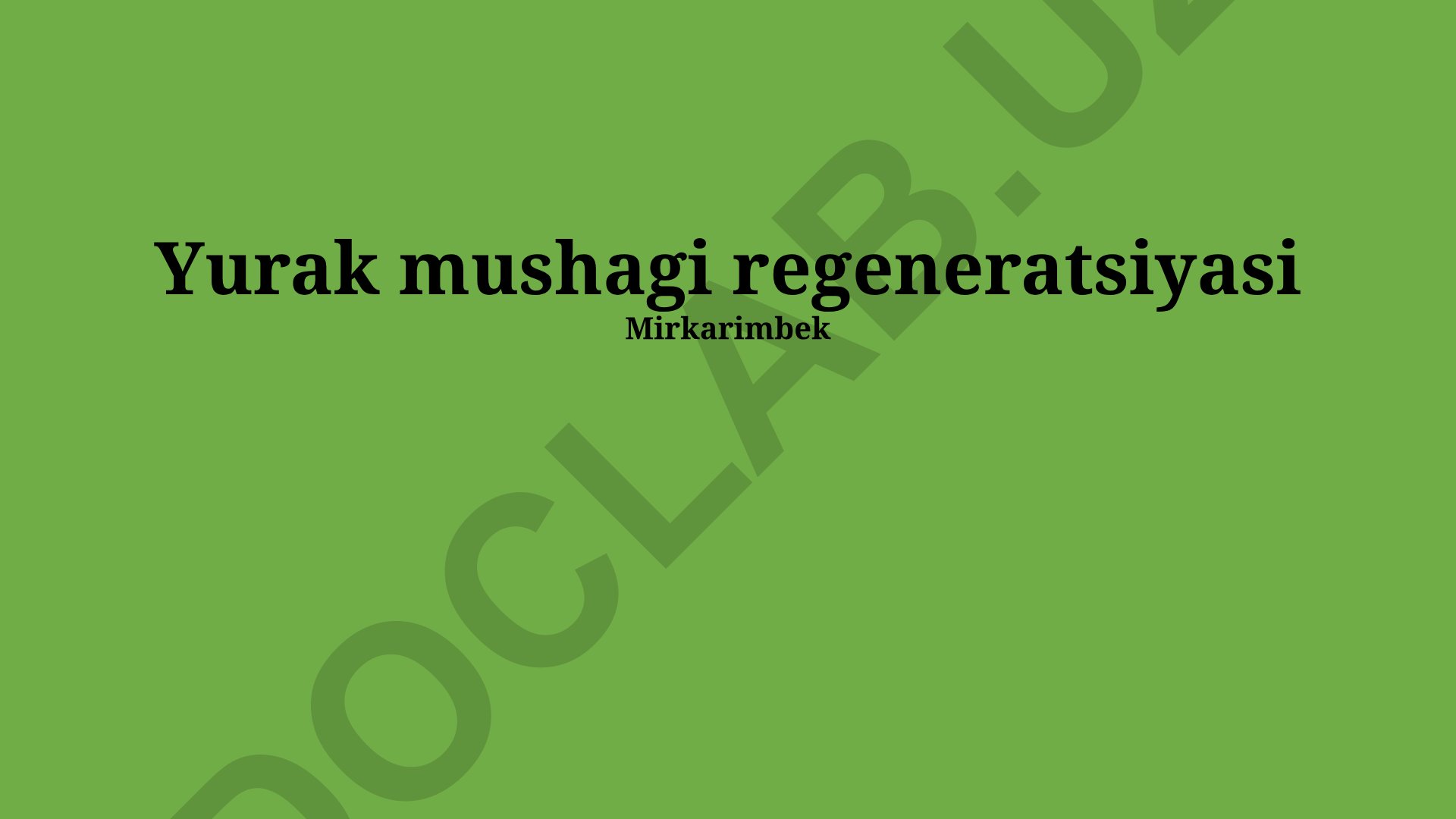 Yurak mushagi regeneratsiyasi tadqiqotlari va klinik qo'llanmalar