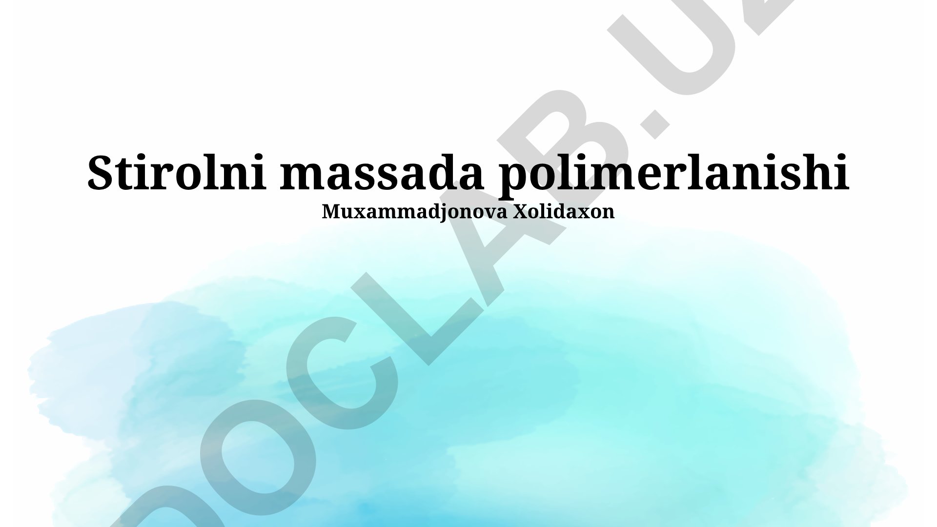 Stirolni massada polimerlanishi
