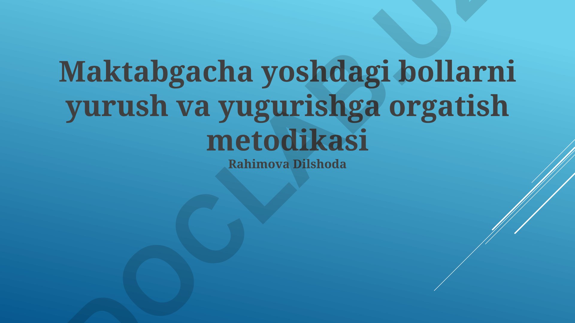 Maktabgacha yoshdagi bolalarni yurish va yugurishga o'rgatish metodikasi