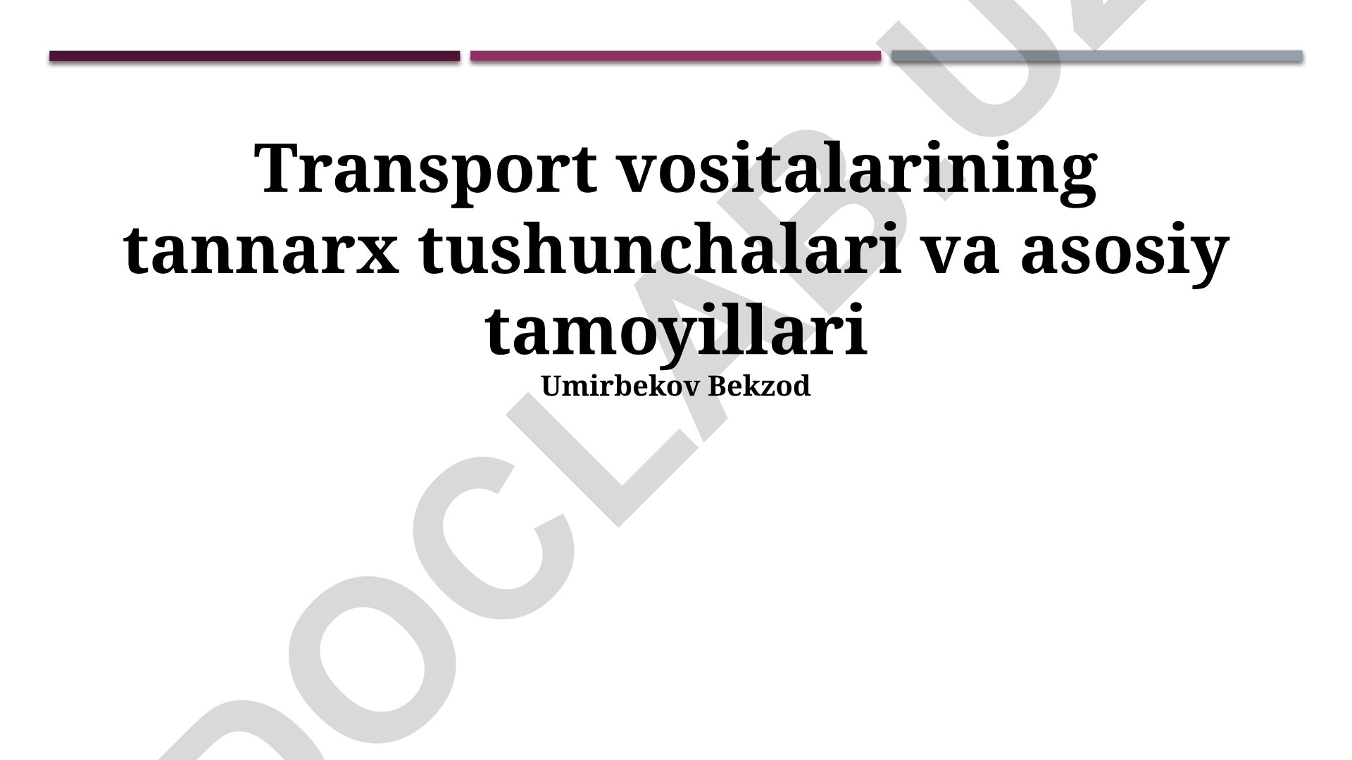Transport vositalarining tannarx tushunchalari va asosiy tamoyillari
