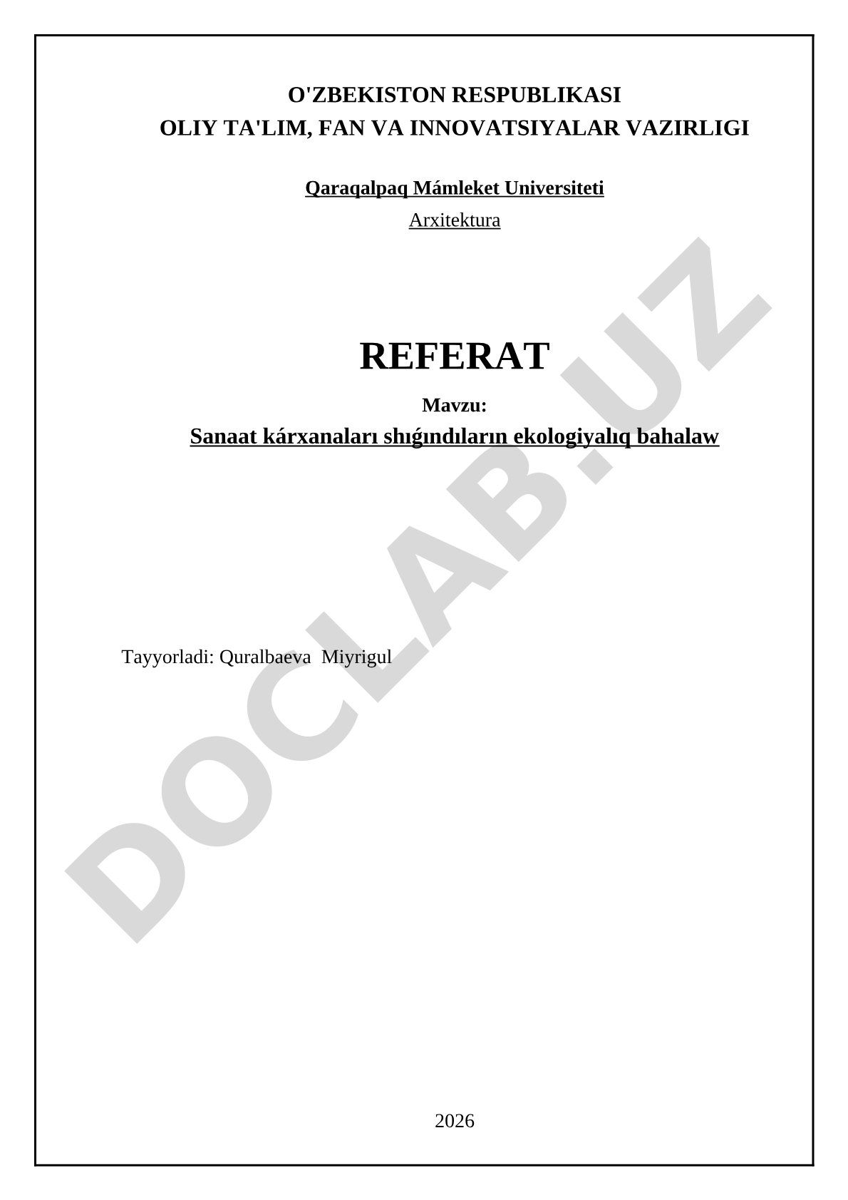 Sanaat kárxanaları shıǵındıların ekologiyalıq bahalaw