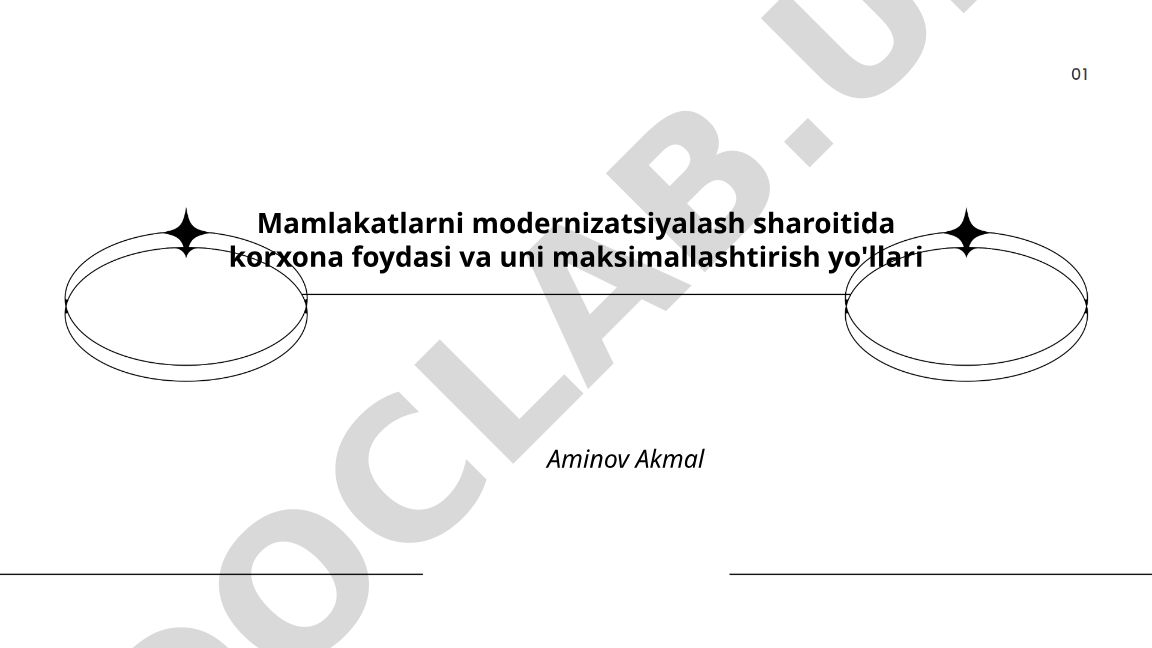 Mamlakatlarni modernizatsiyalash sharoitida korxona foydasi va uni maksimallashtirish yo'llari