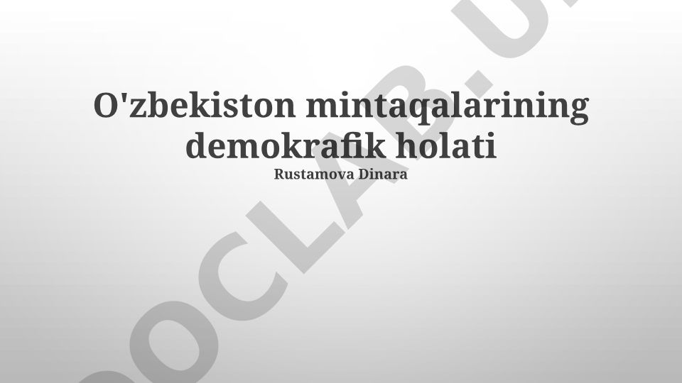 O'zbekiston mintaqalarining demografik holati