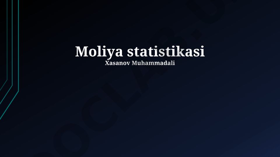 Moliyaviy statistik tahlil usullari va prognozlash