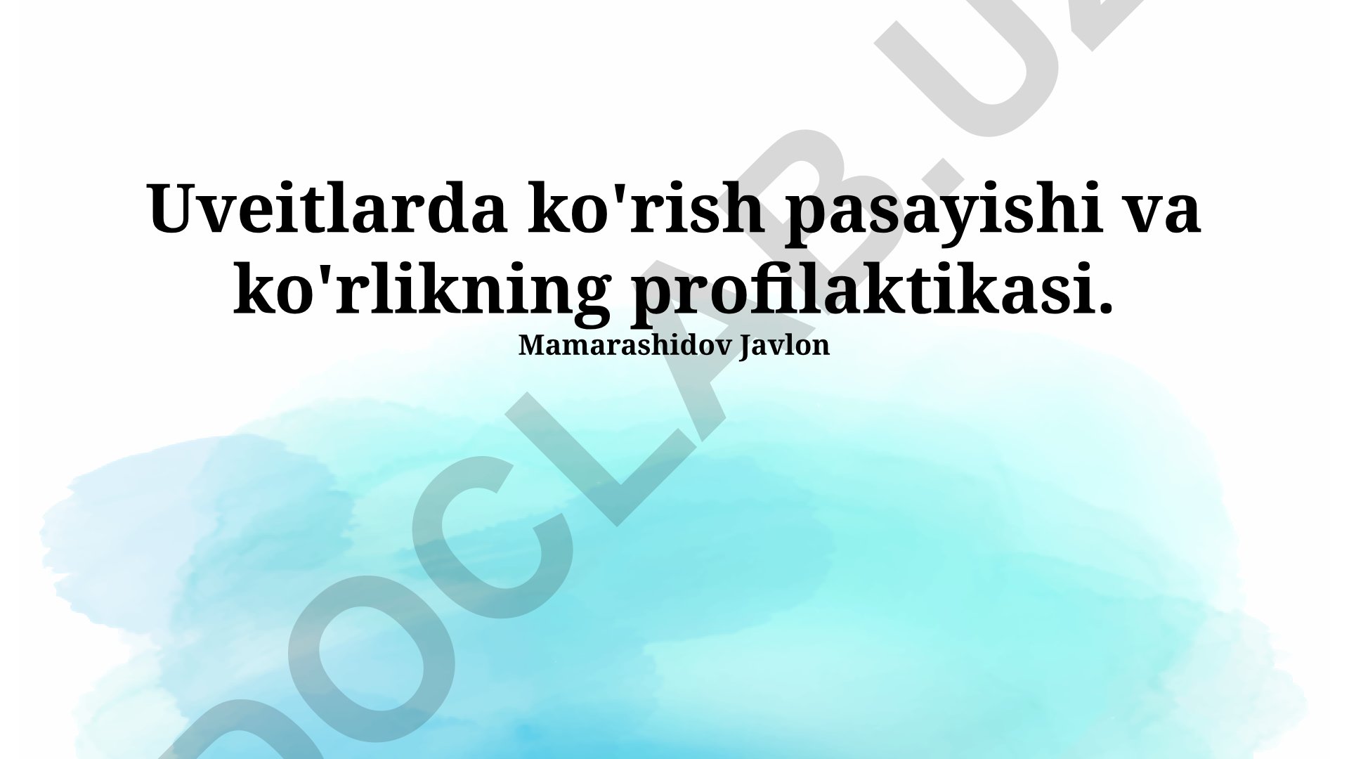Uveitlarda ko'rish pasayishi va ko'rlikning profilaktikasi