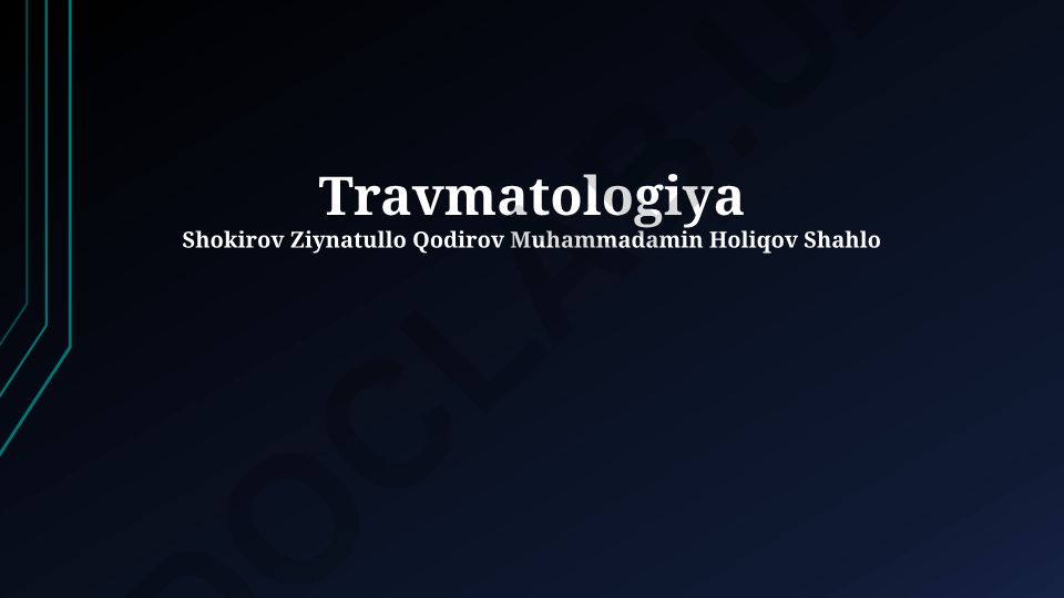 Travmatologiya: qorin bo'shlig'i va ekstremitatlar travmalari