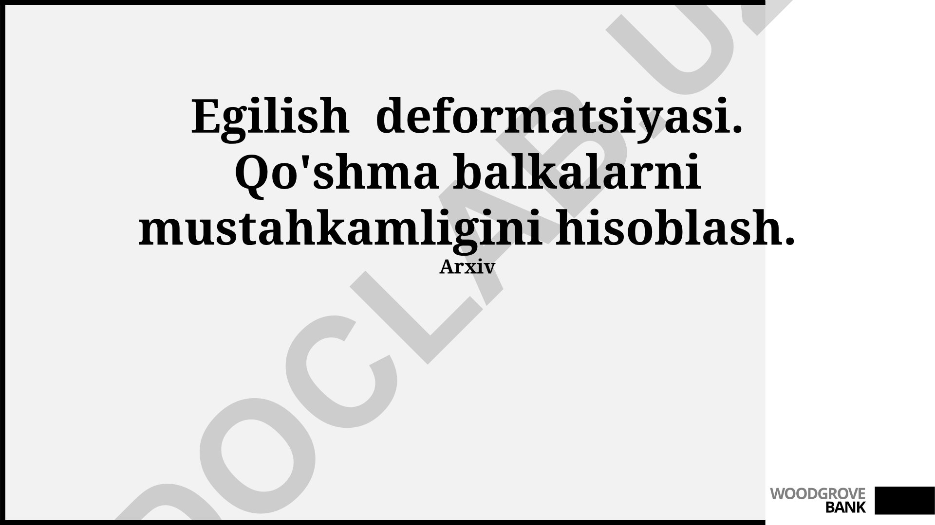 Egilish deformatsiyasi va qo'shma balkalarni mustahkamligini hisoblash