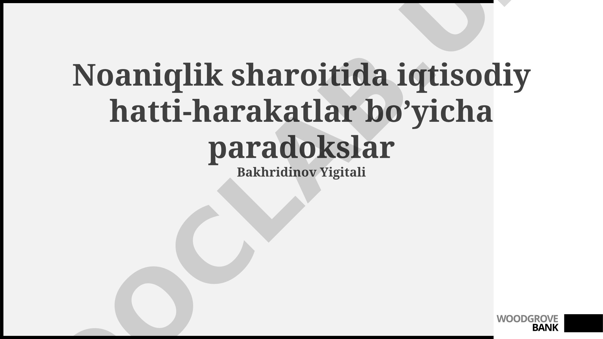 Noaniqlik sharoitida iqtisodiy hatti-harakatlar bo'yicha paradokslar