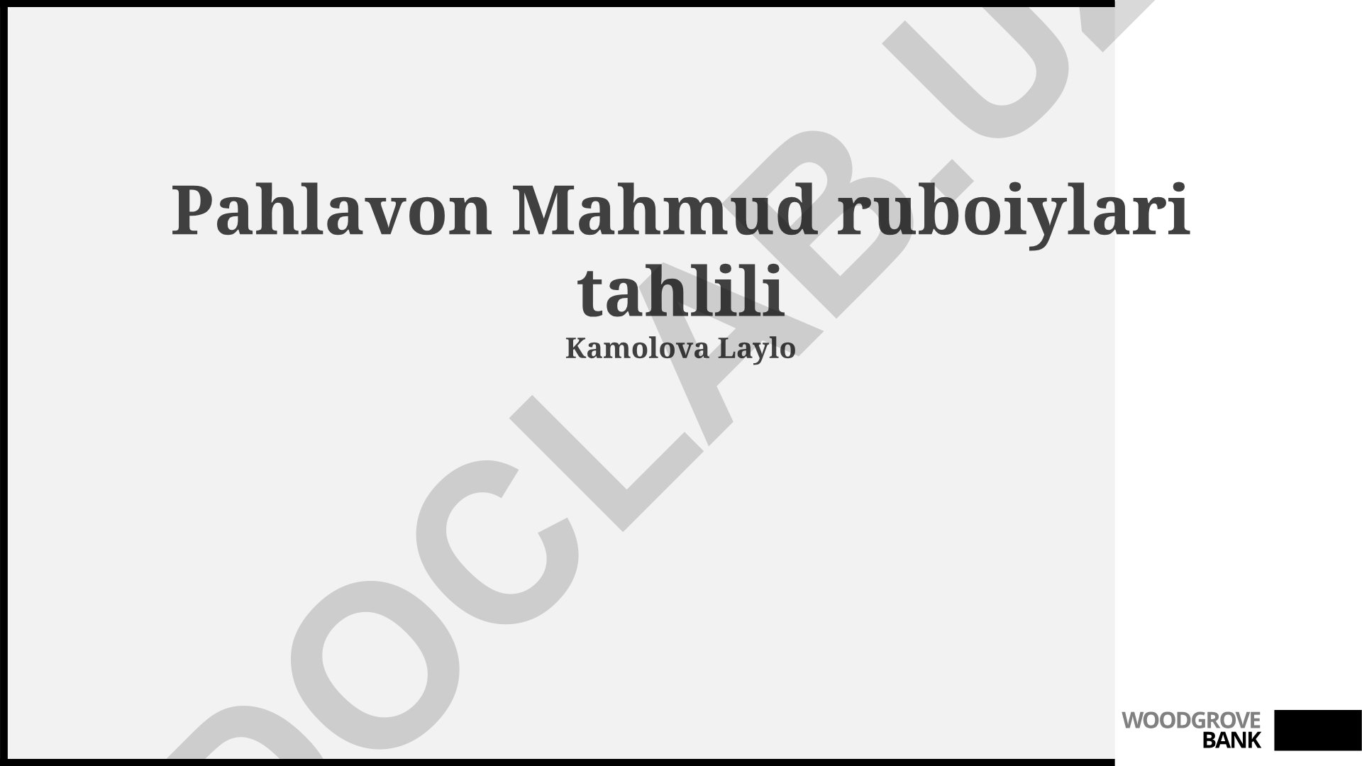 Pahlavon Mahmud ruboiylari tahlili