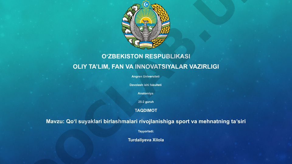 Qoʻl suyaklari birlashmalari rivojlanishiga sport va mehnatning taʼsiri