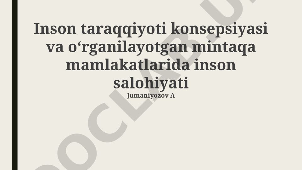 Markaziy Osiyo mamlakatlarida inson taraqqiyoti va salohiyati