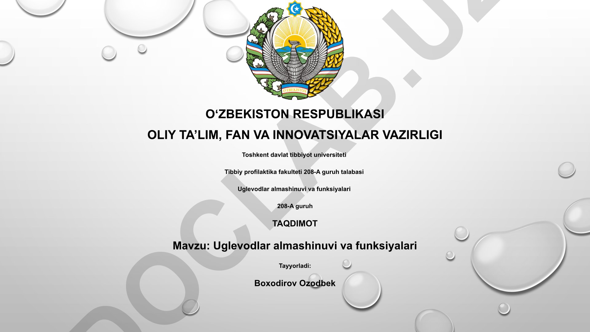 Uglevodlar almashinuvi va funksiyalari