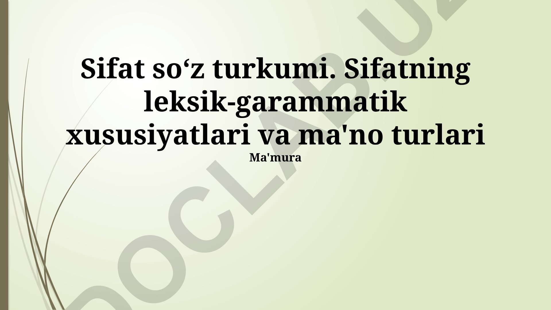 Sifat soʻz turkumi: leksik-grammatik xususiyatlar va ma'no turlari