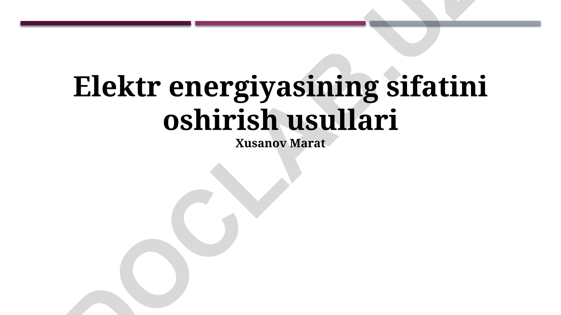 Elektr energiyasining sifatini oshirish usullari