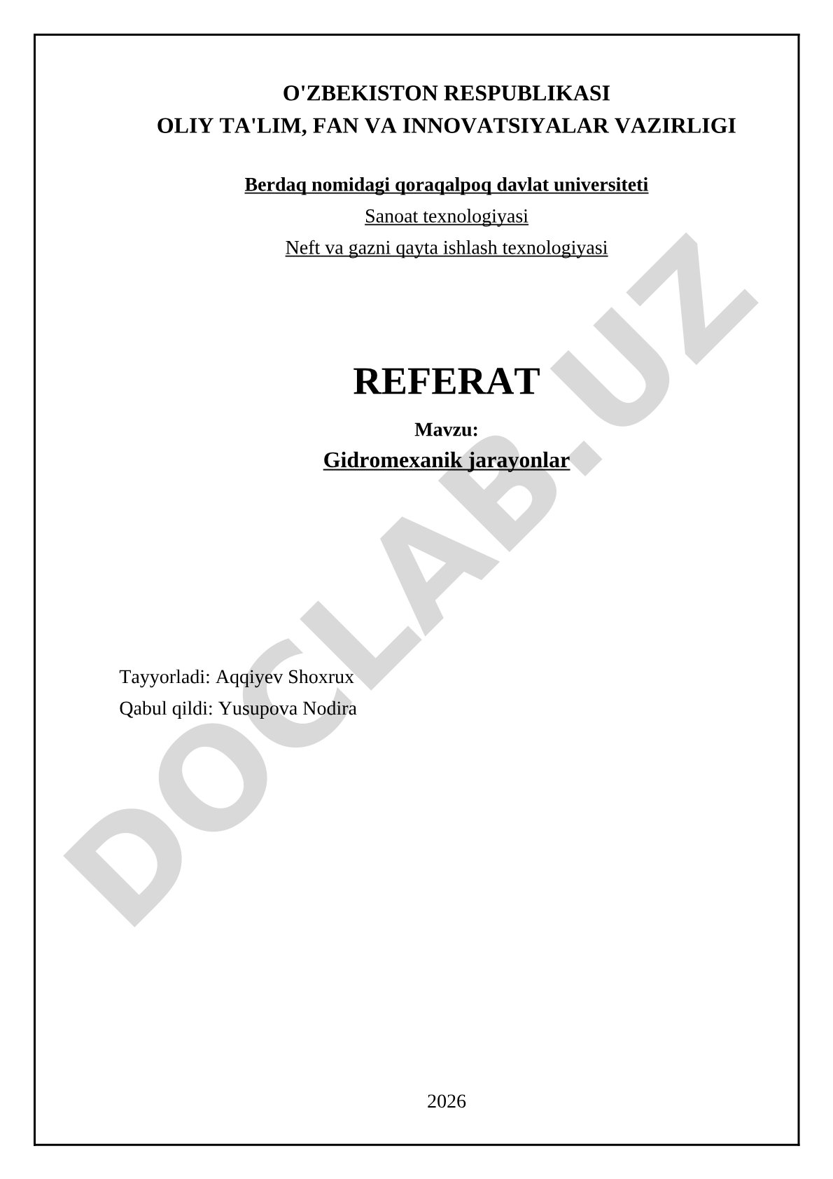 Gidromexanik jarayonlar