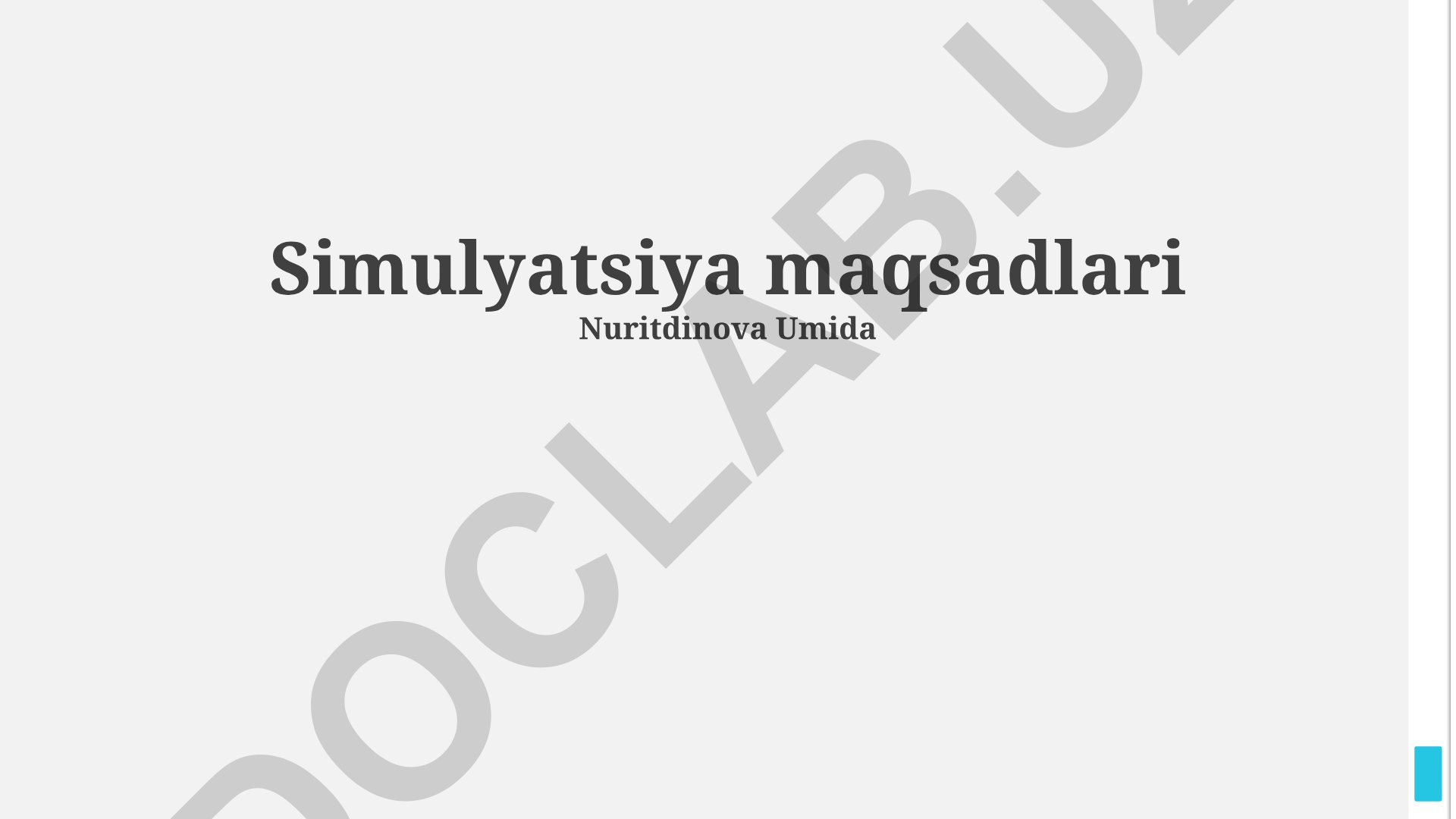 Simulyatsiya maqsadlari va ularni belgilash usullari