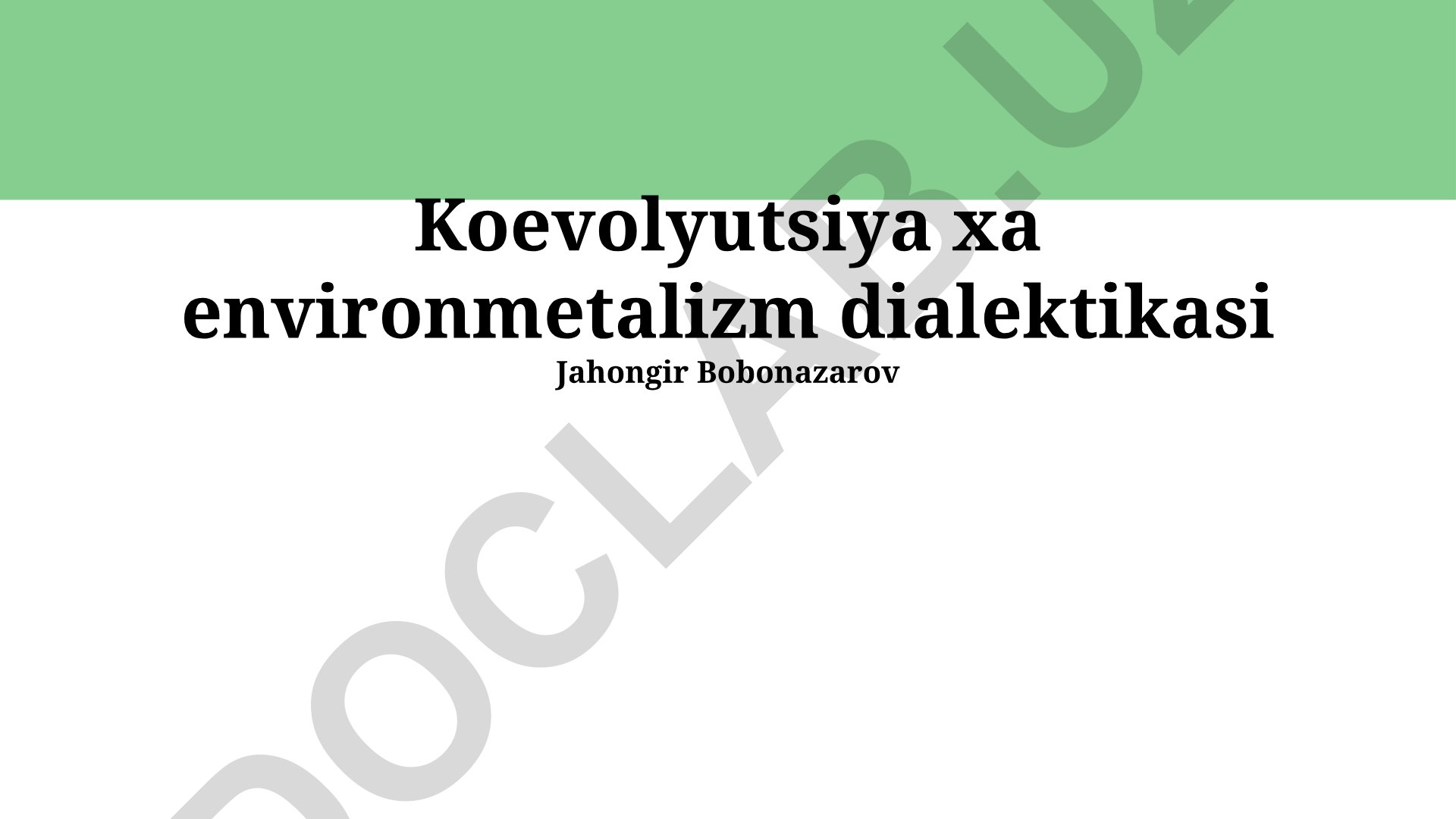 Koevolyutsiya va ekologizm dialektikasi