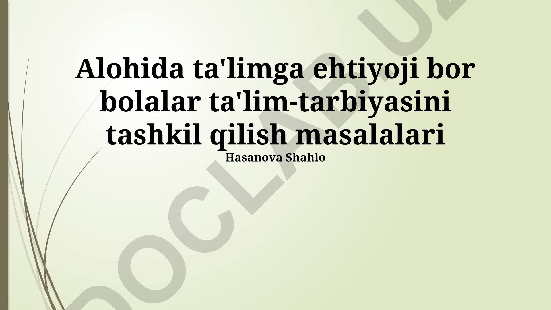 Alohida ta'limga ehtiyoji bor bolalar ta'lim-tarbiyasini tashkil qilish masalalari