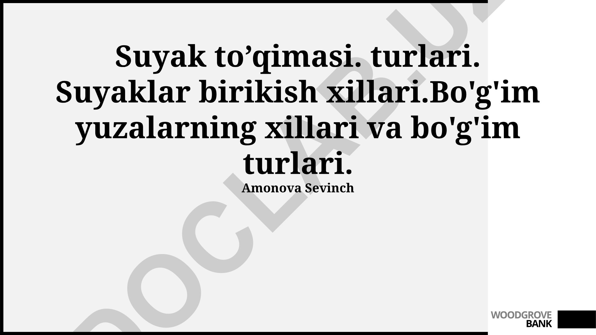 Suyak to'qimalari turlari va bo'g'imlar