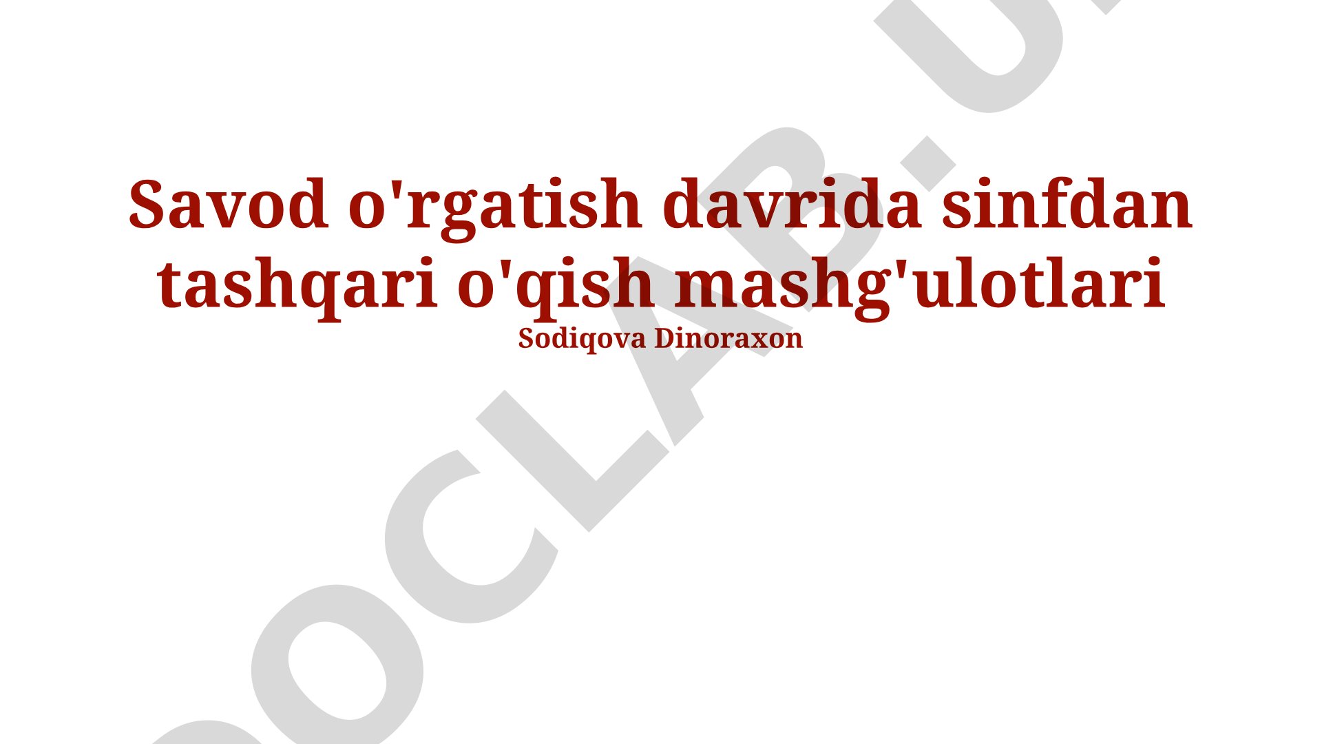 Savod o'rgatish davrida sinfdan tashqari o'qish mashg'ulotlari