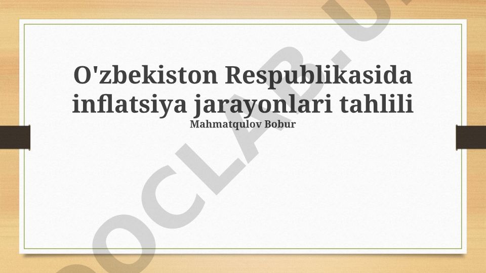 O'zbekiston Respublikasida inflatsiya jarayonlari tahlili