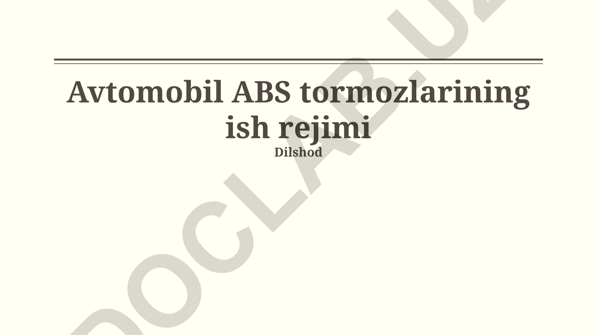 Avtomobil ABS tormozlarining ish rejimi
