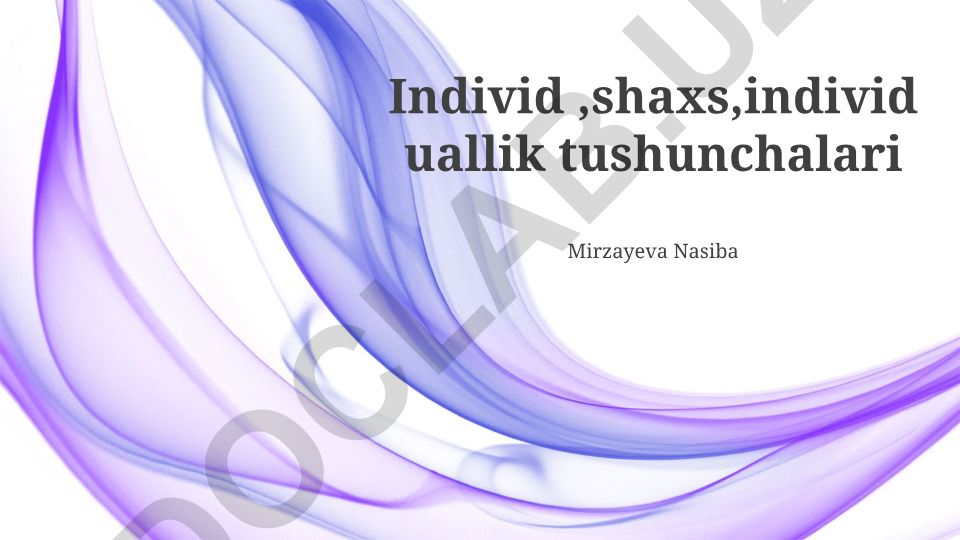 Shaxs, Individ va Individuallik Tushunchalari