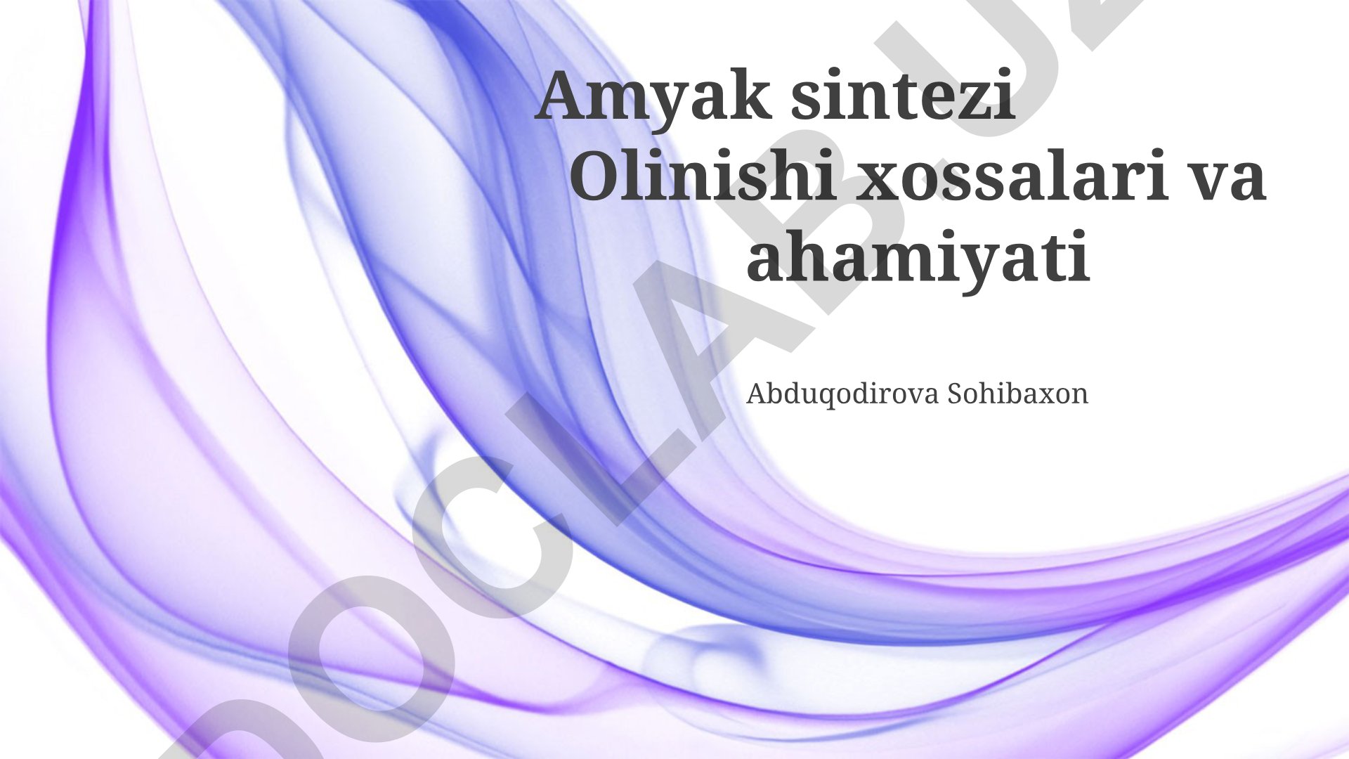 Ammiak sintezi xossalari va ahamiyati