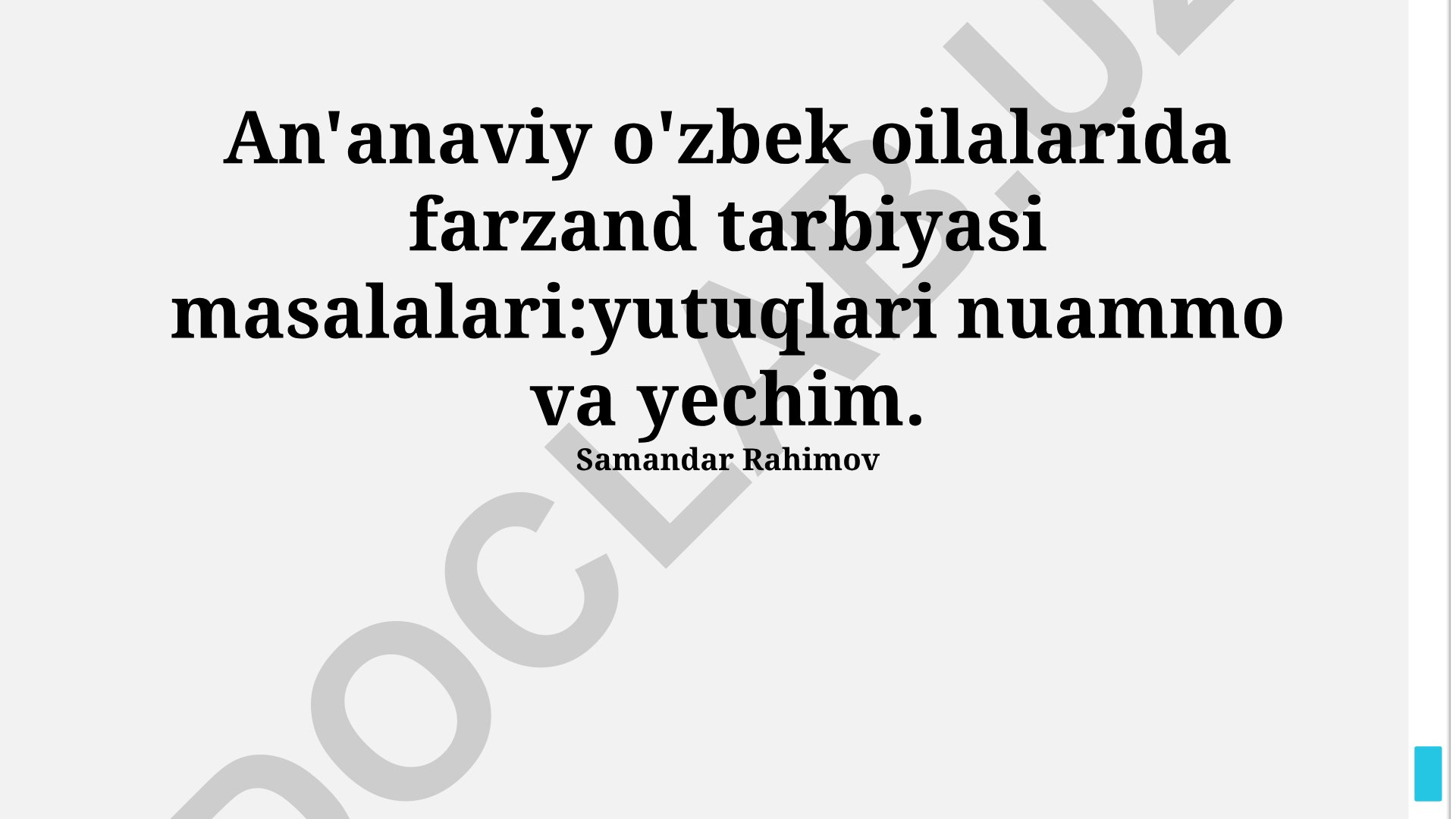 An'anaviy o'zbek oilalarida farzand tarbiyasi masalalari: yutuqlari, muammo va yechim