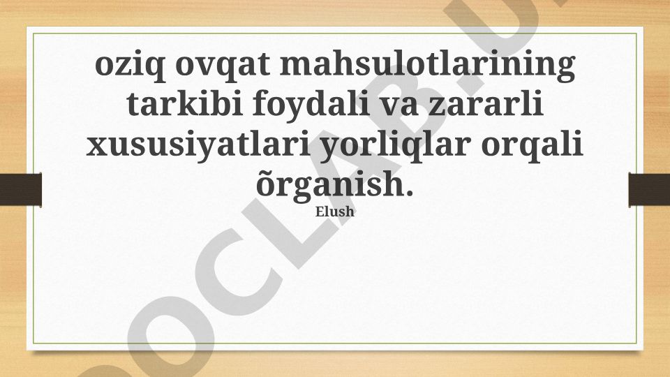 Oziq-ovqat mahsulotlari etiketkalari va ularning tahlili