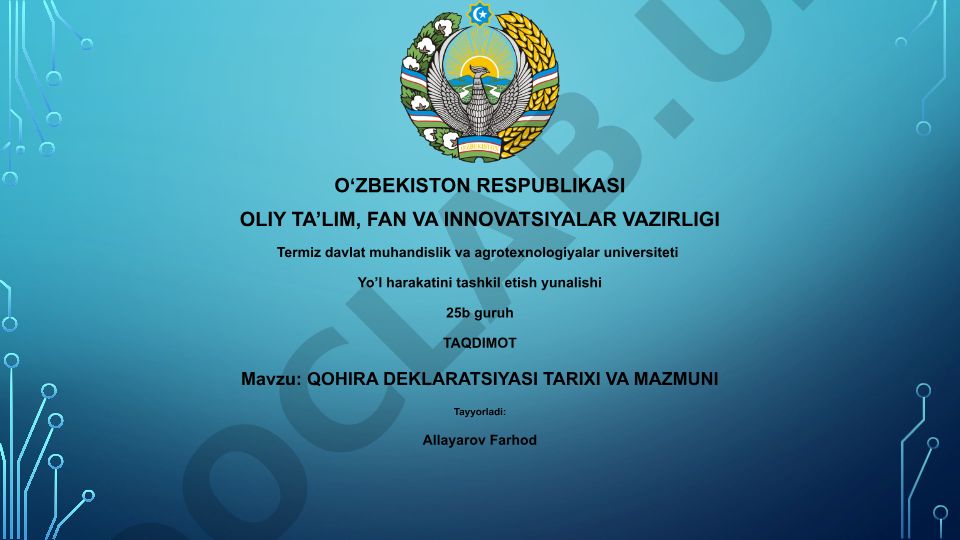Qohira deklaratsiyasi tarixi va mazmuni
