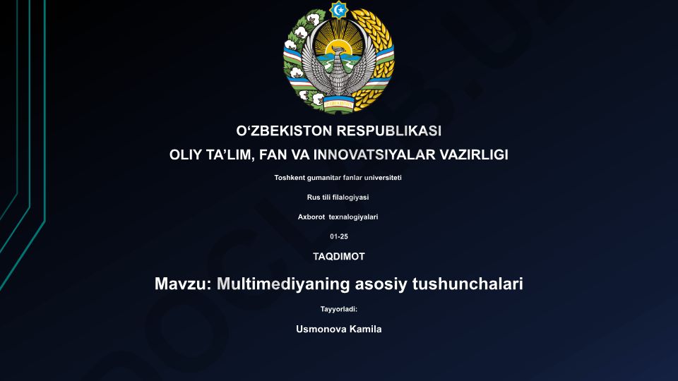 Multimediyaning asosiy tushunchalari