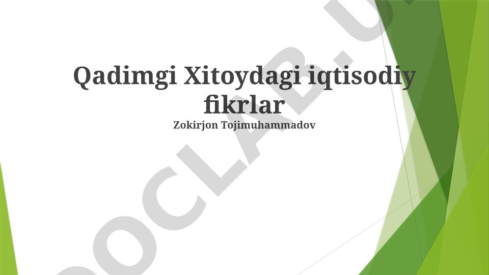 Qadimgi Xitoydagi iqtisodiy fikrlar