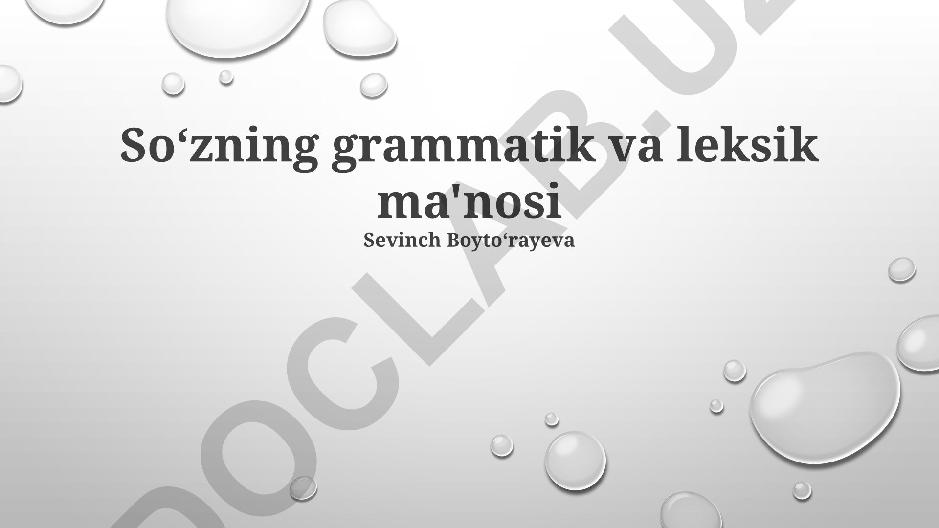 So'zning grammatik va leksik ma'nosi