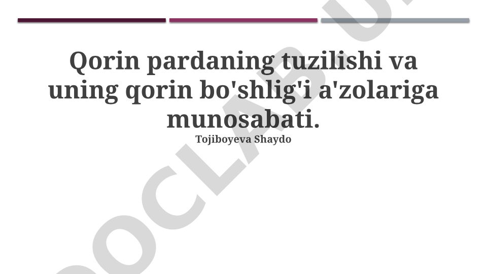 Qorin pardasi tuzilishi va qorin bo'shlig'i a'zolari bilan munosabati